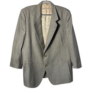 Lanvin Paris Men’s Vintage Taupe Gray Hopsack Logo Button Blazer Jacket Issues